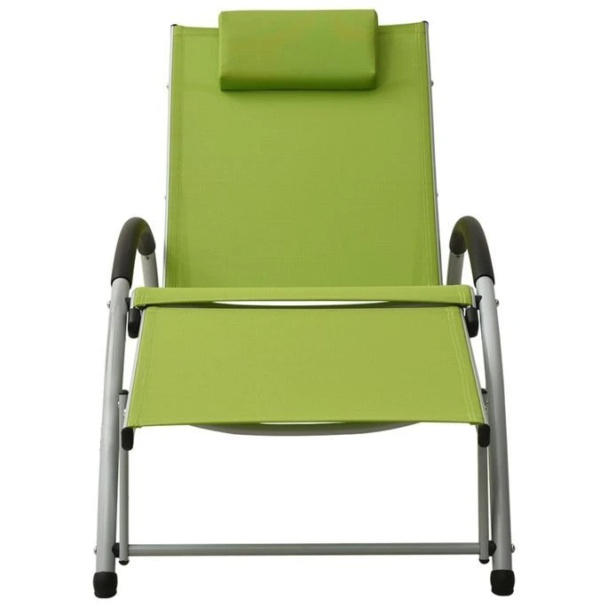 Chaise Longue Avec Oreiller Textilène Vert 2 Chaise Longue Avec Oreiller Textilène Vert – Image 2