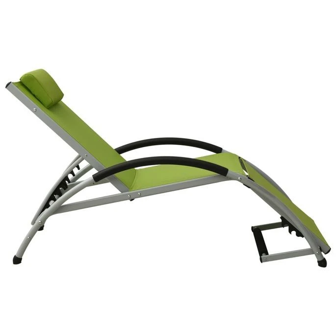 Chaise Longue Avec Oreiller Textilène Vert 3 Chaise Longue Avec Oreiller Textilène Vert – Image 3