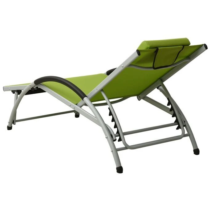 Chaise Longue Avec Oreiller Textilène Vert 4 Chaise Longue Avec Oreiller Textilène Vert – Image 4