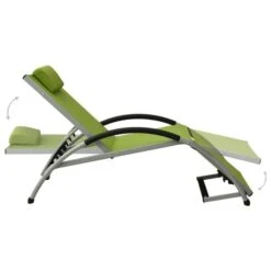 Chaise Longue Avec Oreiller Textilène Vert 12 Chaise Longue Avec Oreiller Textilène Vert -Esprit Plein Air chaise longue avec oreiller textilene vert 3666722363266 936757
