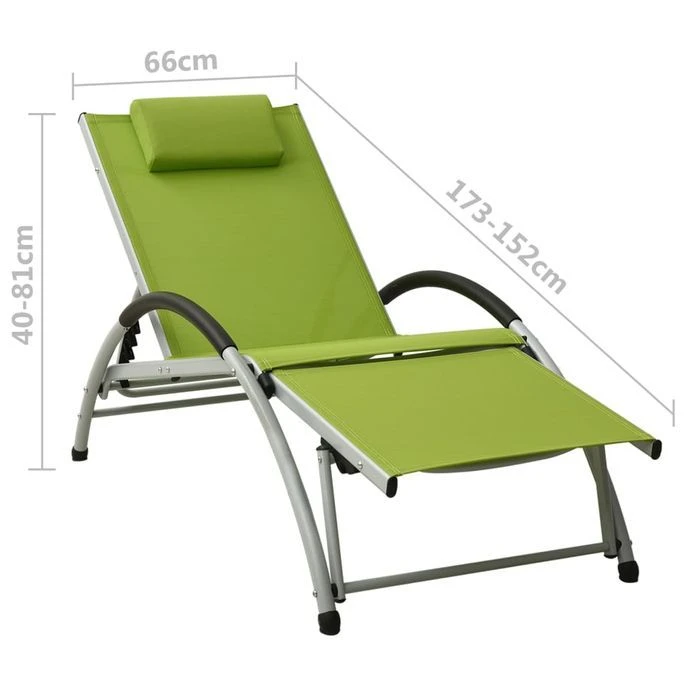 Chaise Longue Avec Oreiller Textilène Vert 8 Chaise Longue Avec Oreiller Textilène Vert – Image 8