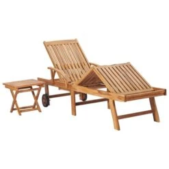 Chaise Longue Avec Table Et Coussin Bois De Teck Solide 9 -Esprit Plein Air chaise longue avec table et coussin bois de teck solide 3666722750875 770458