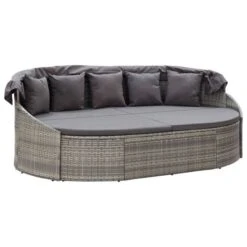 Chaise Longue D'extérieur Avec Auvent Résine Tressée Gris -Esprit Plein Air chaise longue d exterieur avec auvent resine tressee gris 3666722323796 981793
