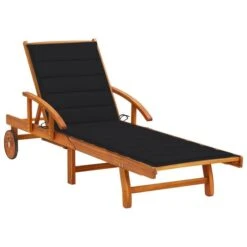 Chaise Longue De Jardin Avec Coussin Bois D'acacia Solide 52