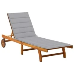 Chaise Longue De Jardin Avec Coussin Bois D'acacia Solide 35