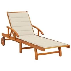 Chaise Longue De Jardin Avec Coussin Bois D'acacia Solide 43