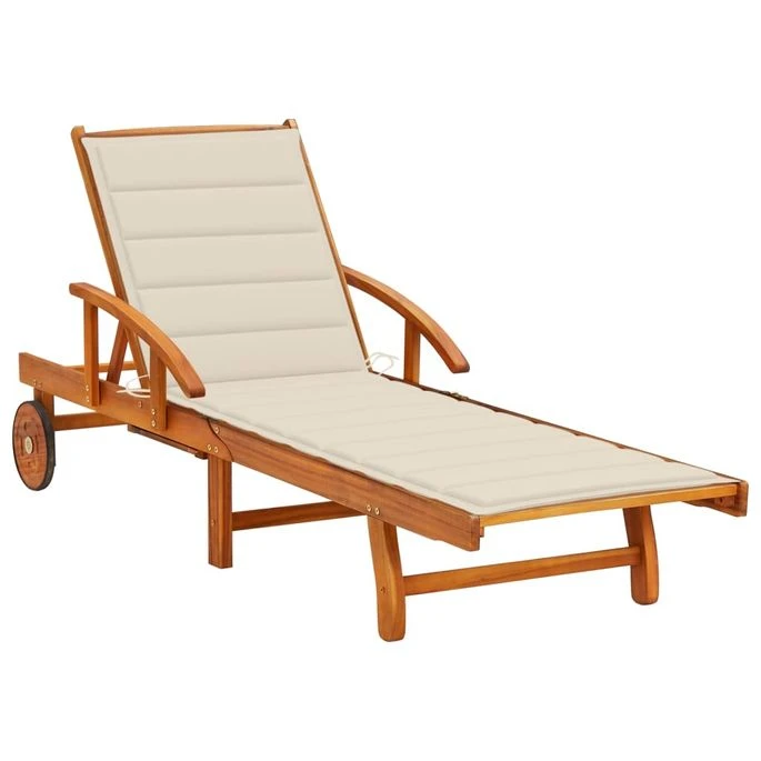 Chaise Longue De Jardin Avec Coussin Bois D'acacia Solide 43 1 Chaise Longue De Jardin Avec Coussin Bois D'acacia Solide 43