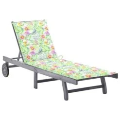 Chaise Longue De Jardin Avec Coussin Gris Bois D'acacia Solide 15