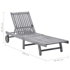 Chaise Longue De Jardin Avec Coussin Gris Bois D'acacia Solide 15 -Esprit Plein Air chaise longue de jardin avec coussin gris bois d acacia solide 3666722430982 816751