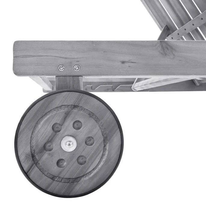 Chaise Longue De Jardin Avec Coussin Gris Bois D'acacia Solide 4 Chaise Longue De Jardin Avec Coussin Gris Bois D'acacia Solide – Image 4