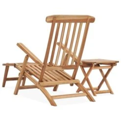 Chaise Longue De Jardin Avec Repose-pied Et Table Bois De Teck -Esprit Plein Air chaise longue de jardin avec repose pied et table bois de teck 3666722750677 946547
