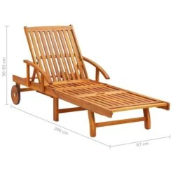 Chaise Longue De Jardin Avec Table Et Coussin Bois D'acacia 11 -Esprit Plein Air chaise longue de jardin avec table et coussin bois d acacia 3666722430456 817910