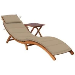 Chaise Longue De Jardin Avec Table Et Coussin Bois D'acacia 19
