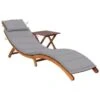 Chaise Longue De Jardin Avec Table Et Coussin Bois D'acacia 17