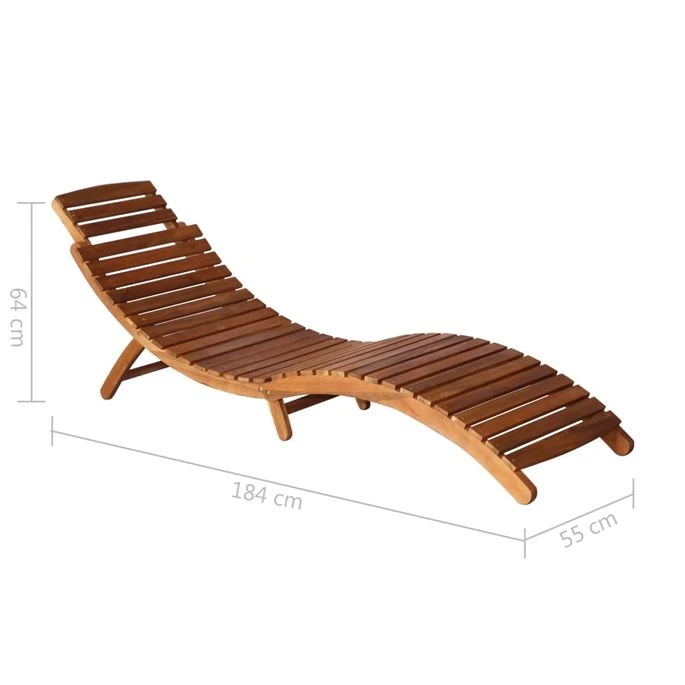 Chaise Longue De Jardin Avec Table Et Coussin Bois D'acacia 7 Chaise Longue De Jardin Avec Table Et Coussin Bois D'acacia – Image 7