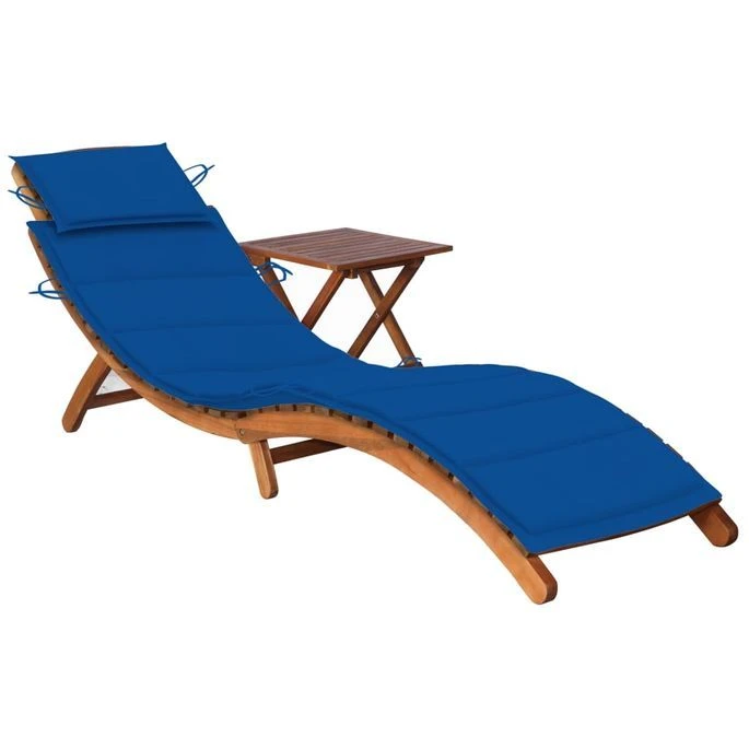 Chaise Longue De Jardin Avec Table Et Coussin Bois D'acacia 22 1 Chaise Longue De Jardin Avec Table Et Coussin Bois D'acacia 22