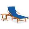 Chaise Longue De Jardin Avec Table Et Coussin Bois D'acacia 12