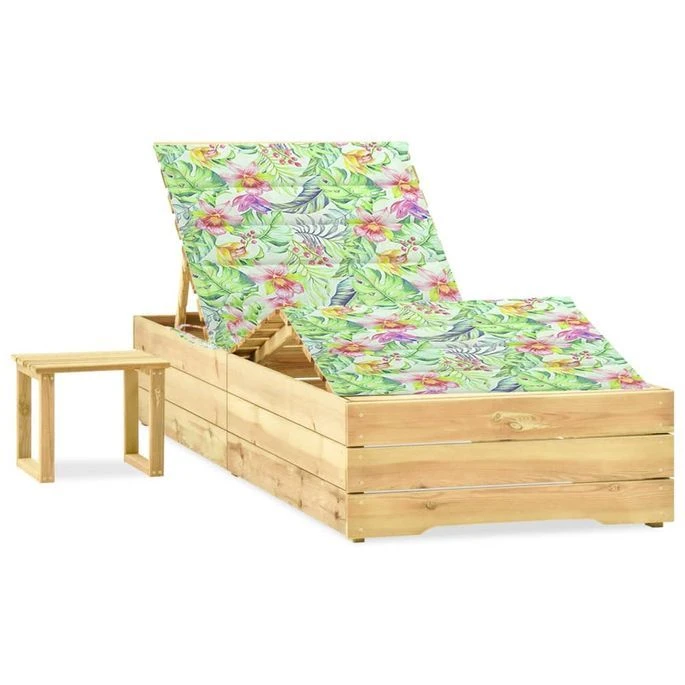 Chaise Longue De Jardin Avec Table Et Coussin Pin Imprégné 48 1 Chaise Longue De Jardin Avec Table Et Coussin Pin Imprégné 48