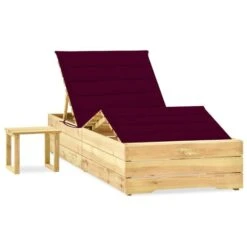 Chaise Longue De Jardin Avec Table Et Coussin Pin Imprégné 45