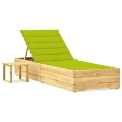 Chaise Longue De Jardin Avec Table Et Coussin Pin Imprégné 32