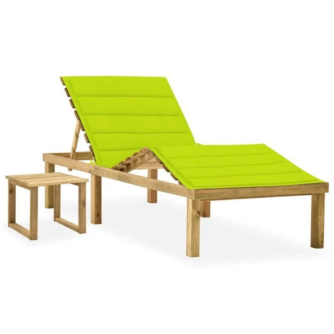 Chaise Longue De Jardin Avec Table Et Coussin Pin Imprégné 17 1 Chaise Longue De Jardin Avec Table Et Coussin Pin Imprégné 17