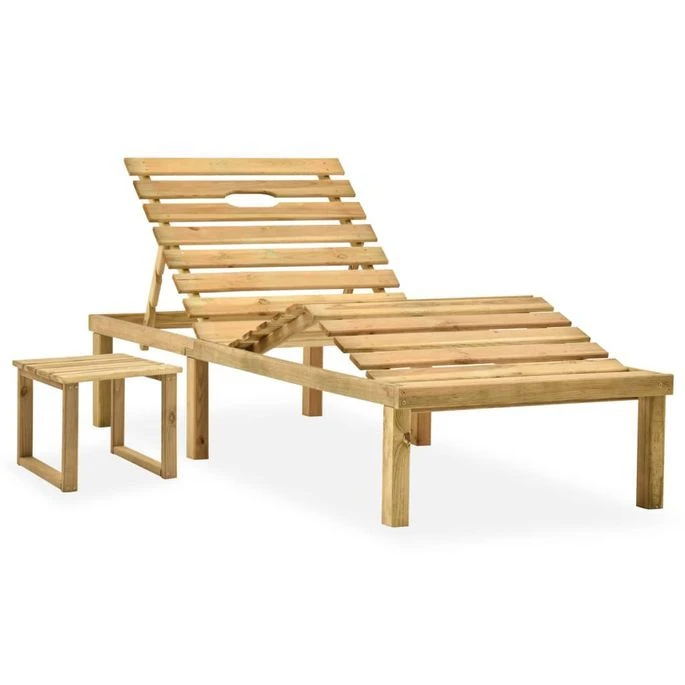 Chaise Longue De Jardin Avec Table Et Coussin Pin Imprégné 54 2 Chaise Longue De Jardin Avec Table Et Coussin Pin Imprégné 54 – Image 2