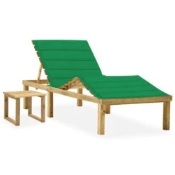 Chaise Longue De Jardin Avec Table Et Coussin Pin Imprégné 15