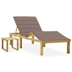 Chaise Longue De Jardin Avec Table Et Coussin Pin Imprégné 56