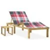 Chaise Longue De Jardin Avec Table Et Coussin Pin Imprégné 19