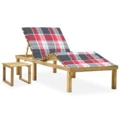 Chaise Longue De Jardin Avec Table Et Coussin Pin Imprégné 19