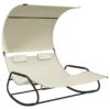 Chaise Longue Double à Bascule Avec Auvent Crème