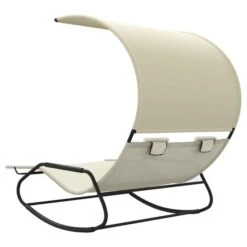 Chaise Longue Double à Bascule Avec Auvent Crème -Esprit Plein Air chaise longue double a bascule avec auvent creme 3666722132084 1329929