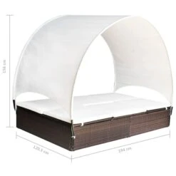 Chaise Longue Double Avec Auvent Résine Tressée Marron -Esprit Plein Air chaise longue double avec auvent resine tressee marron 3666722330046 974581