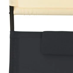 Chaise Longue Double Avec Auvent Textilène Noir Et Crème -Esprit Plein Air chaise longue double avec auvent textilene noir et creme 3666722363167 936841