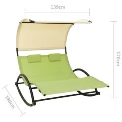 Chaise Longue Double Avec Auvent Textilène Vert Et Crème 13 Chaise Longue Double Avec Auvent Textilène Vert Et Crème -Esprit Plein Air chaise longue double avec auvent textilene vert et creme 3666722363136 936863