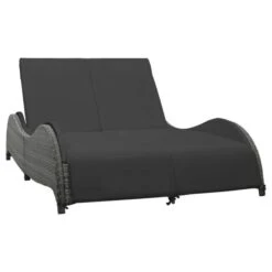 Chaise Longue Double Avec Coussin Résine Tressée Anthracite