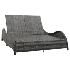 Chaise Longue Double Avec Coussin Résine Tressée Anthracite -Esprit Plein Air chaise longue double avec coussin resine tressee anthracite 3666722530170 551403