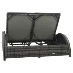 Chaise Longue Double Avec Coussin Résine Tressée Anthracite -Esprit Plein Air chaise longue double avec coussin resine tressee anthracite 3666722530170 551404