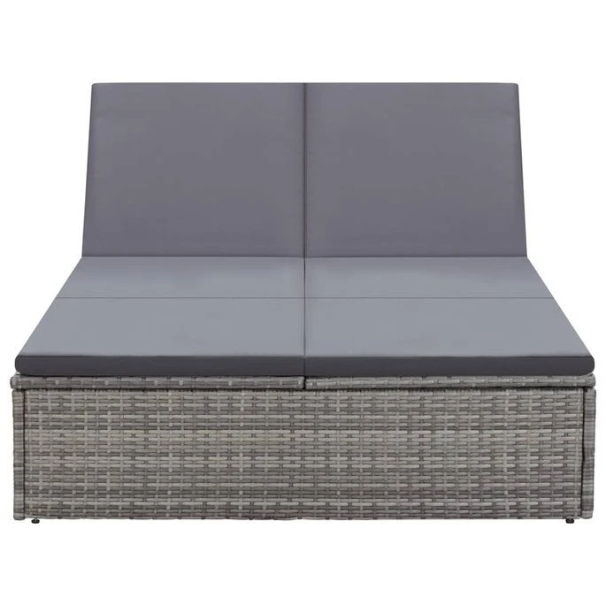Chaise Longue Double Avec Coussin Résine Tressée Gris 4 Chaise Longue Double Avec Coussin Résine Tressée Gris – Image 4