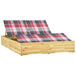 Chaise Longue Double Avec Coussins Bois De Pin Imprégné 2