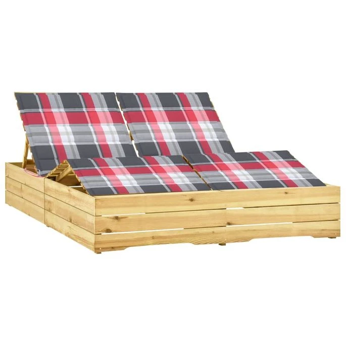 Chaise Longue Double Avec Coussins Bois De Pin Imprégné 2 1 Chaise Longue Double Avec Coussins Bois De Pin Imprégné 2