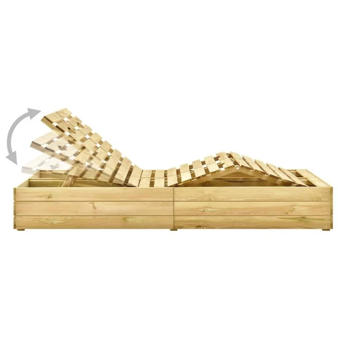 Chaise Longue Double Avec Coussins Bois De Pin Imprégné 2 3 Chaise Longue Double Avec Coussins Bois De Pin Imprégné 2 – Image 3