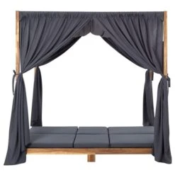 Chaise Longue Double Avec Rideaux Et Coussins Bois D'acacia 2 -Esprit Plein Air chaise longue double avec rideaux et coussins bois d acacia 3666722894784 936013