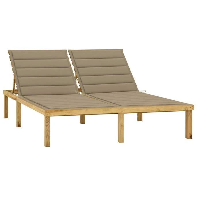 Chaise Longue Double Et Coussins Beige Bois De Pin Imprégné 1 Chaise Longue Double Et Coussins Beige Bois De Pin Imprégné