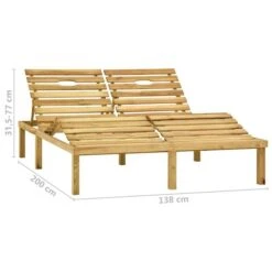 Chaise Longue Double Et Coussins Bordeaux Bois De Pin Imprégné 3 -Esprit Plein Air chaise longue double et coussins bordeaux bois de pin impregne 3666722407021 859577