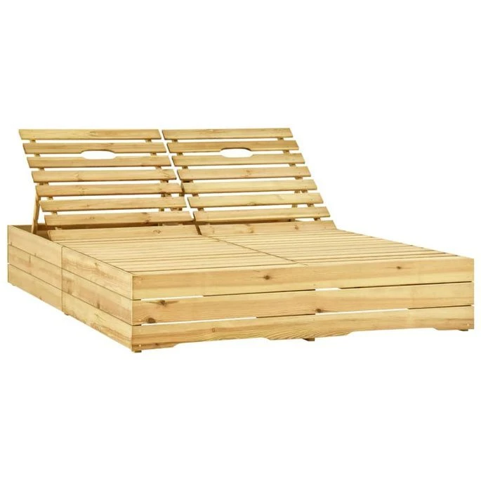 Chaise Longue Double Et Coussins Vert Bois De Pin Imprégné 2 Chaise Longue Double Et Coussins Vert Bois De Pin Imprégné – Image 2