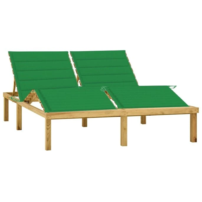 Chaise Longue Double Et Coussins Vert Bois De Pin Imprégné 4 1 Chaise Longue Double Et Coussins Vert Bois De Pin Imprégné 4