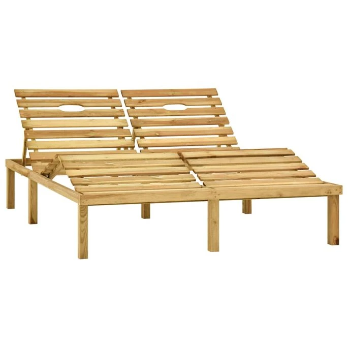 Chaise Longue Double Et Coussins Vert Bois De Pin Imprégné 4 2 Chaise Longue Double Et Coussins Vert Bois De Pin Imprégné 4 – Image 2