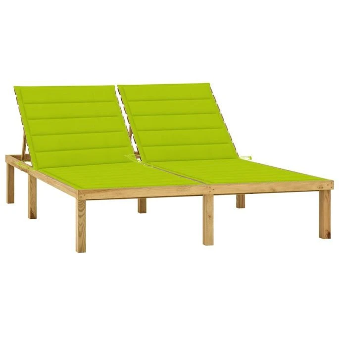 Chaise Longue Double Et Coussins Vert Vif Bois De Pin Imprégné 3 1 Chaise Longue Double Et Coussins Vert Vif Bois De Pin Imprégné 3
