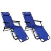 Chaise Longue Pliable 2 Pcs Avec Repose-pied Acier Bleu